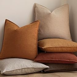 Foindtower Set of 2, Decorative Linen Soild Throw