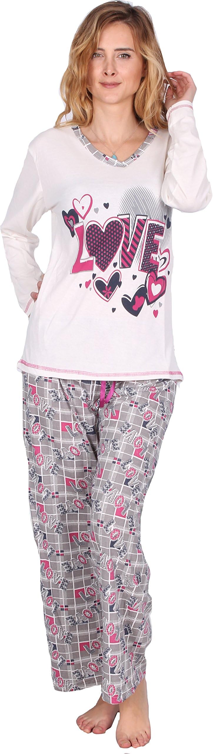 Women's Long Sleeve V-Neck Pajamas Set