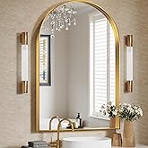 Brightify Arched Mirror, 24 x 36 Inch Gold Arch Mirror, Metal Frame Gold Arched Wall Mirror, Arched Top Bathroom Vanity Mirro