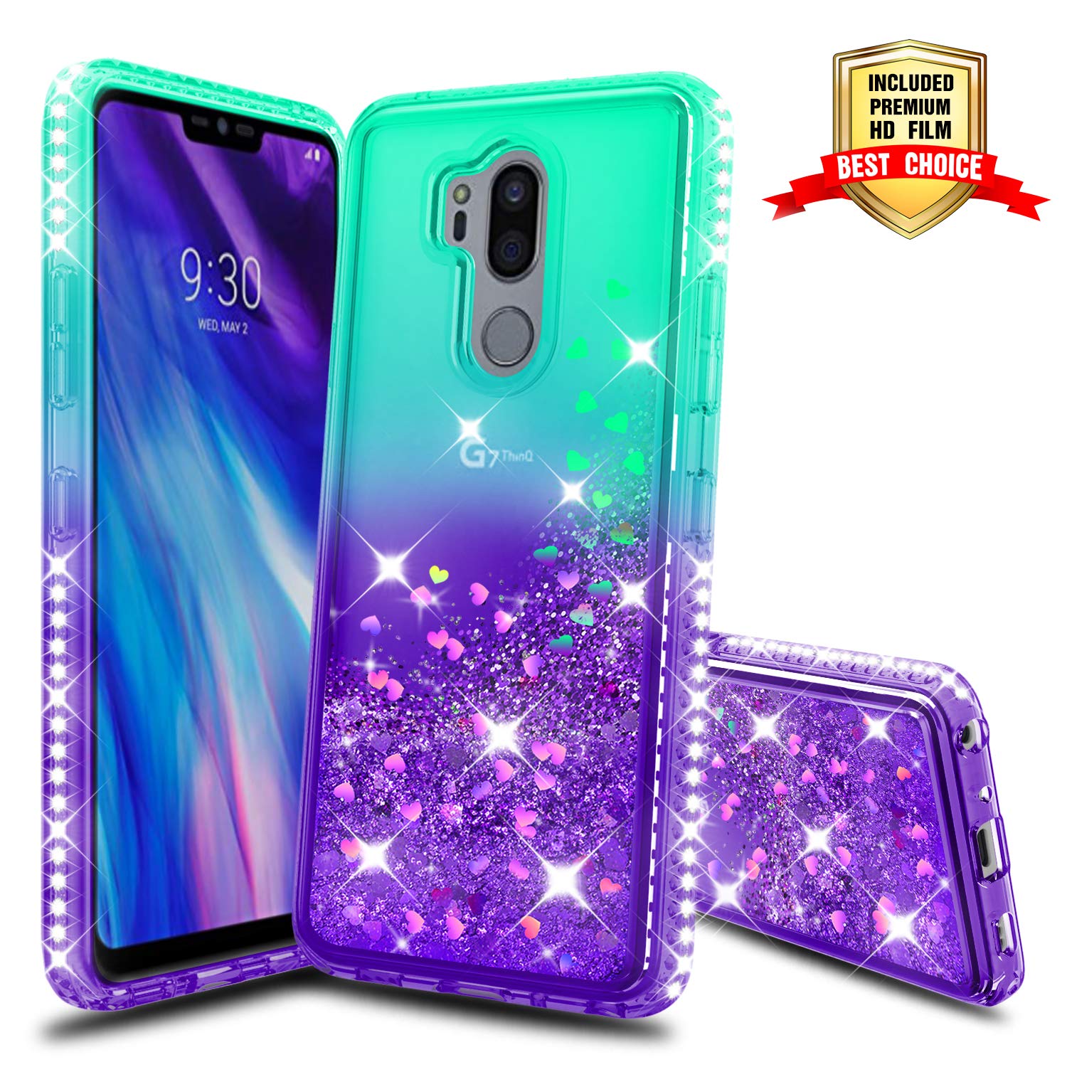 Best lg g7 thinq clear case with glitter