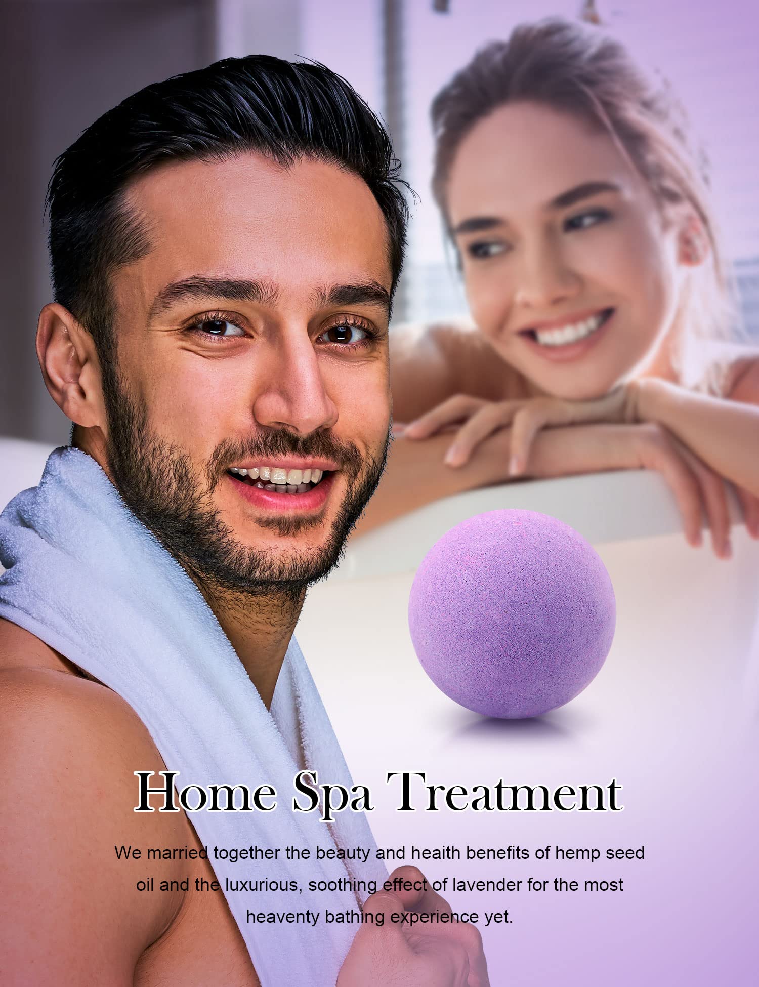 kastu Bath Bombs,2 Pack Fizzy Spa Gift Natural Hemp Oil Extract and Lavender Essential Oils Bath for Moisturizing Dry Skin,Relaxing,Bubble Bath for Gifts Idea for Men Women - Image 2