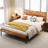 OLIXIS Queen Size Bed Frame with Headboard, 800LBS Mattress Foundation with All Sturdy Metal Support, Under Bed Storage, No Box Spring Needed, Easy Assembly, Rust Brown