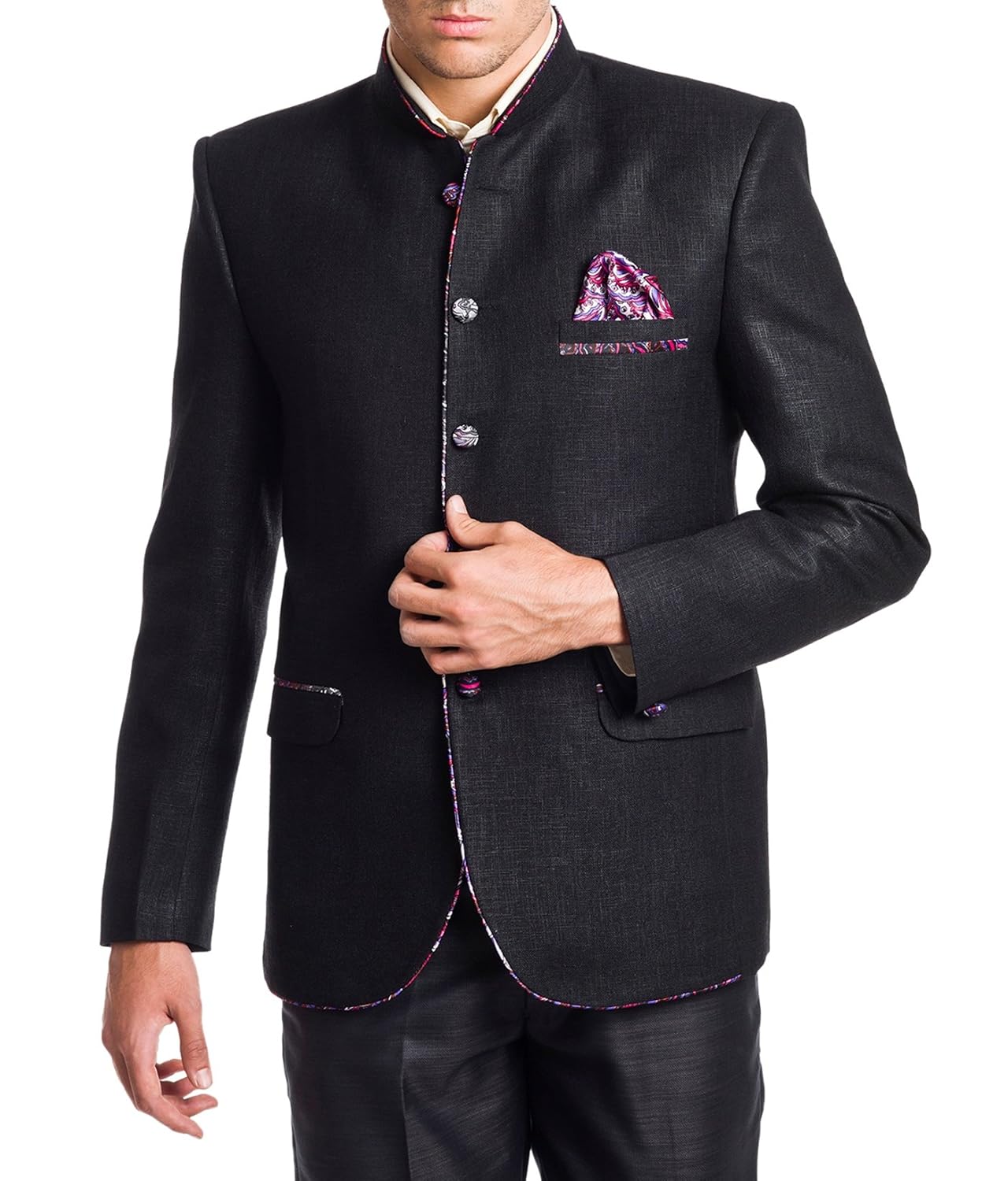 wintage men's linen blend bandhgala wedding nehru mandarin blazer- two colors