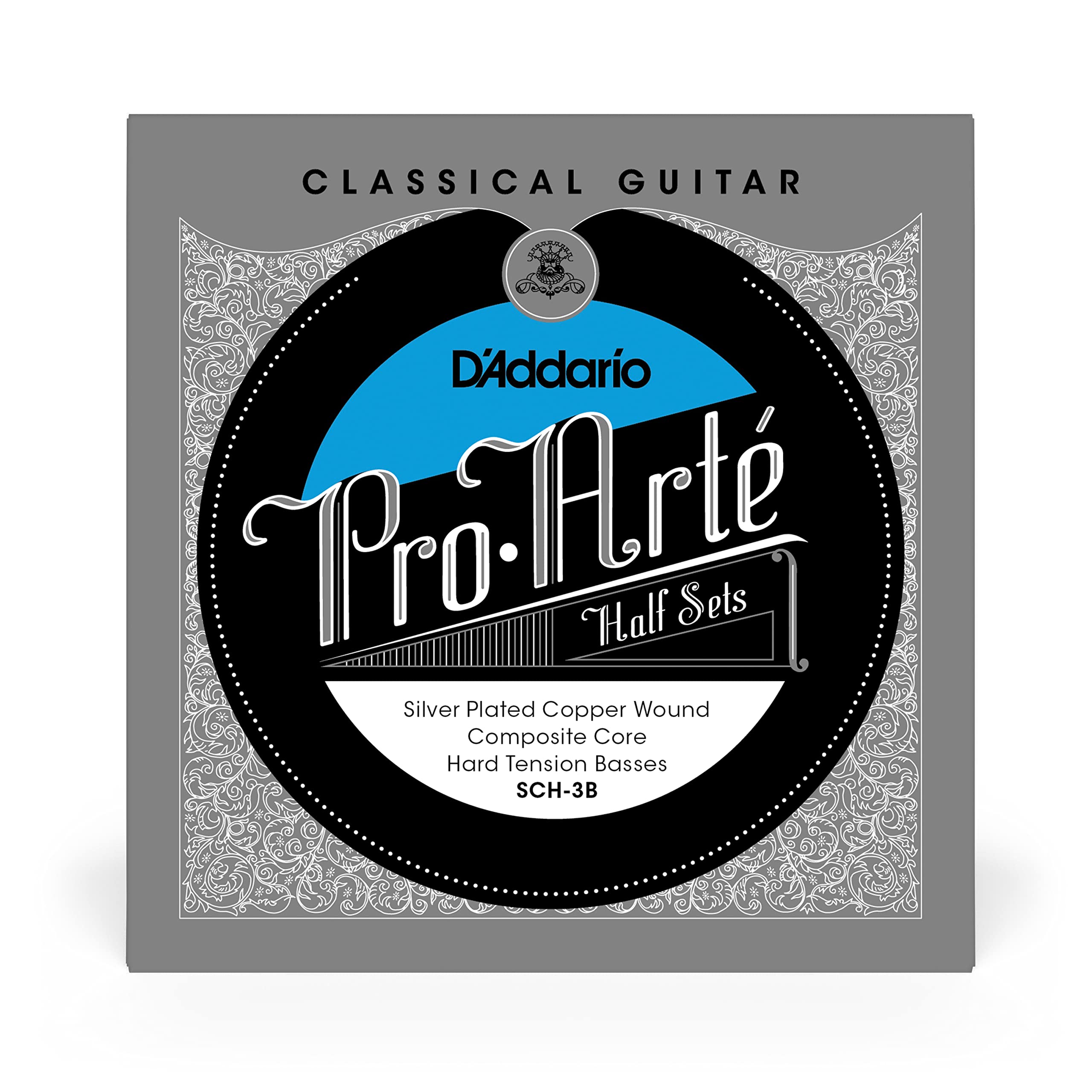 D’Addario Guitar Strings - Pro-Arte Nylon Guitar Strings - SCH-3B - Classical Guitar Strings - Half Sets, Hard Tension, Silver Plated Copper-Composite Core