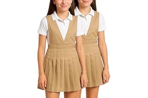 dELiA*s Girls School Uniforms - 2 Pack Pleated Twill Jumper with Double Buckle, Short Sleeve Uniform Dresses for Girls (4-16)