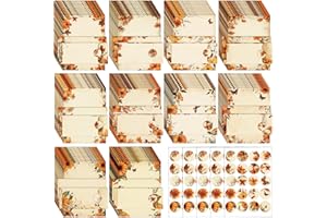 EggSun 250Pcs Fall Thanksgiving Stationery Paper and Envelope Set with 100 Letterhead Papers and 50 Envelopes, 10 Design for Letter Writing Invitations Computer Holidays Party Notes, 8.5x11 Inch-Leaf