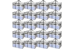 Wowangce 24 Pack Heavy Duty Moving Bags with Zippers and Handles Extra Large Storage Bags Space Saving Moving Boxes Collapsible College Packing Totes for Moving, Storage and Travel, 92L(Clear)