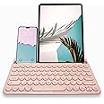 Macally Bluetooth Keyboard for Tablet | Wireless Keyboard for iPad | iPhone Keyboard (Multi-Device, Built-in Stand, Rechargeable) Easy to Use and Cute Portable Keyboard