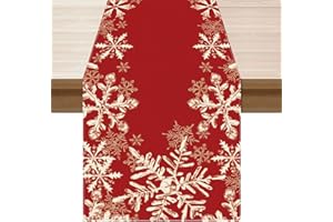 XCHI Red Snowflakes Winter Christmas Xmas Table Runner Table Decoration for Home Kitchen Dining Holiday Decor 13x72 Inch