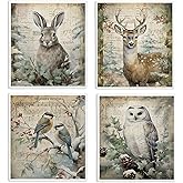 LARTSFRO Vintage Christmas Winter Swedish Dishcloths for Kitchen, Papaya Reusable Paper Towels, Swedish Dish Cloths for Christmas animal, 4 Pack Dish Towels for kitchen, Reusable Paper Towels Washable