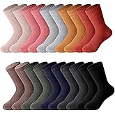 Fourluoo 20 Pairs Cotton Terry Crew Socks Comfort Warm Winter Athletic Moisture Wicking PerformanceWork Socks for Men Women