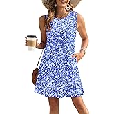 PLOKNRD Women's Summer Dresses Casual Sleeveless Ruffle Hem Tshirt Sundress Loose Beach Tank Dress Pockets 2025