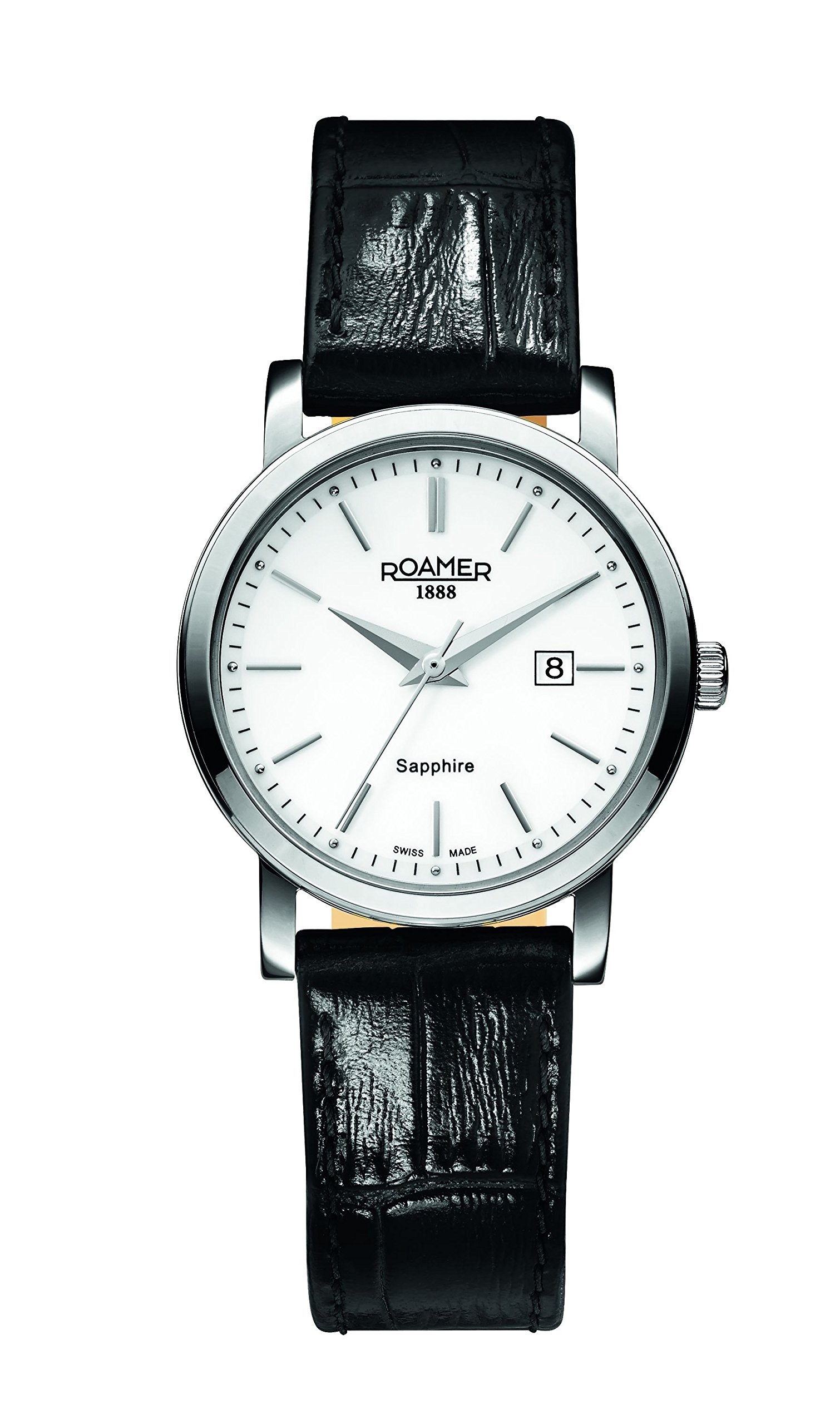 Roamer Women's Quartz Watch with White Dial Analogue Display and Black Leather Strap 709844 41 25 07