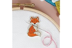 Caterpillar Cross Stitch Needle Minder - Fox for Cross Stitch, Sewing, Embroidery and Needlework Accessories, Enamel and Magnetic