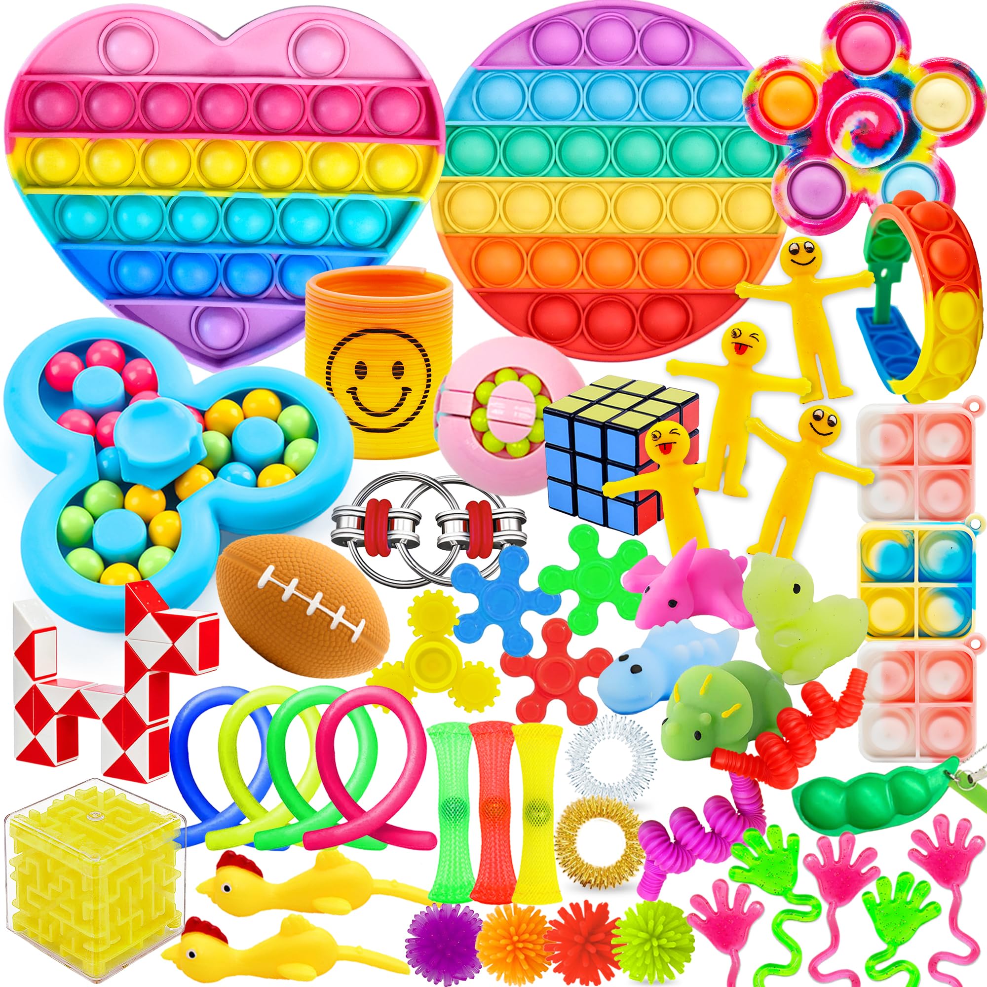 Chennyfun 50PCS Fidget Toys Pack, Sensory Fidget Toys Set, Stress Anxiety Relief Fidget Toy for ADHD Autism, Party Favors Birthday Party Gifts For Kids Teens Adults