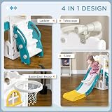 AIYAPLAY Kids Slide 5-in-1 Toddler Playset Basketball Hoop Climber Telescope view 3