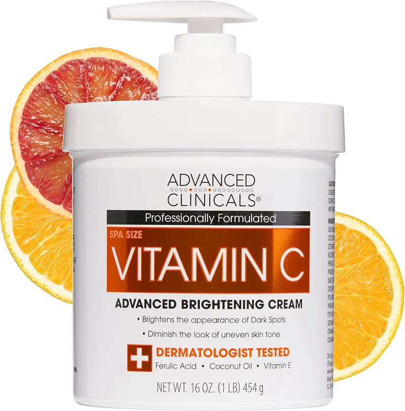 Advanced Clinicals Vitamin C Cream 16oz Brightening Anti Aging Face Body