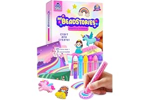 Bead Art for Kids Birthday Gift for Ages 4 5 6 7 8 9 10 Year Old, Girls Craft Set with Colorful Templates and Beads Pen, Crea