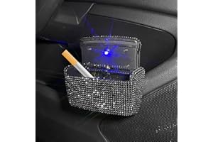 POMELO LITCHI PITAYA Car Cigarette Ashtray Air Outlet Ashtray Auto Car Cigarette Ashtray with Lid Blue LED Light Indicator Smokeless Ash for Car Cup Holder(Black)