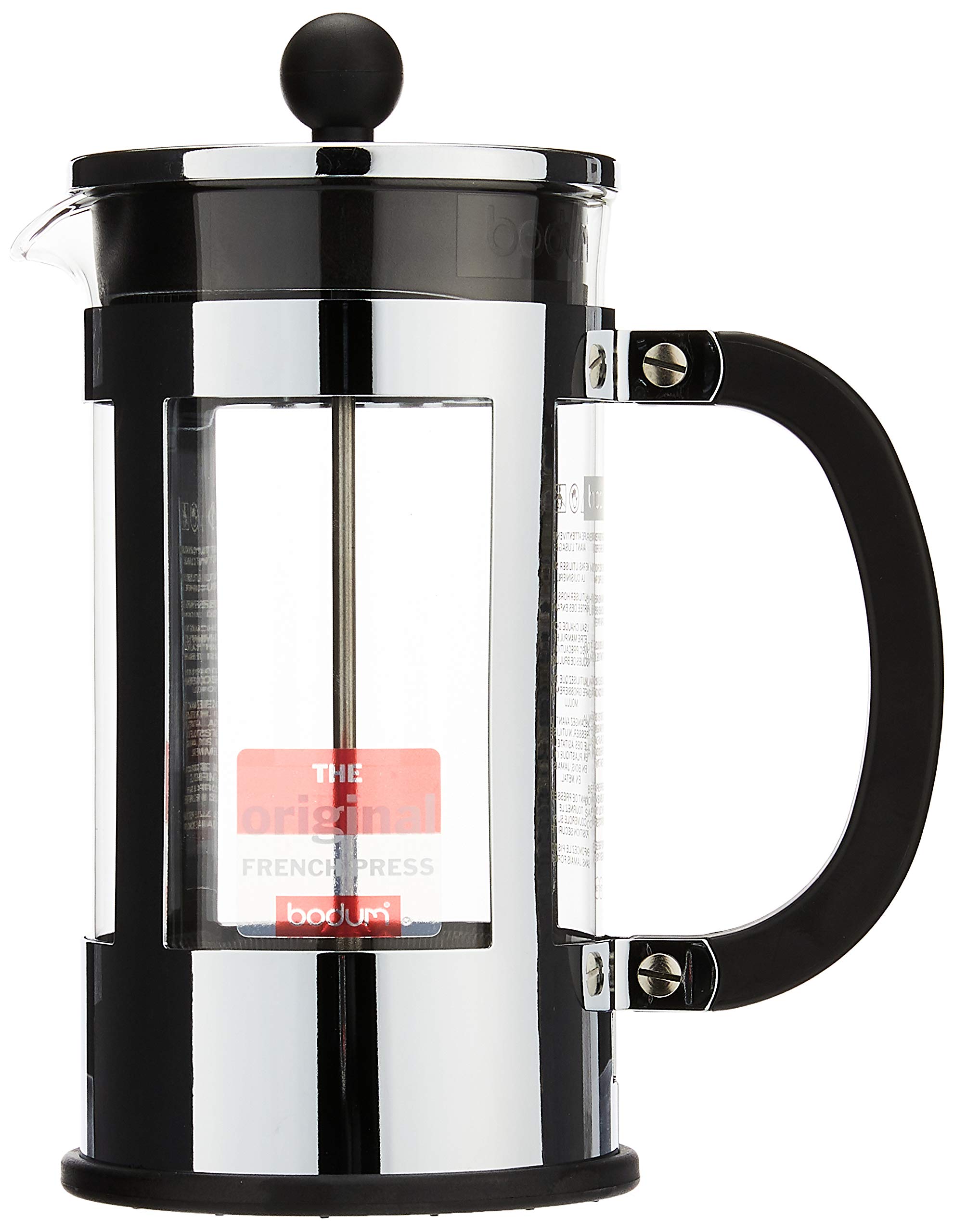BODUM "Kenya" 8 Cup Coffee Maker, Chrome, 1 Litre