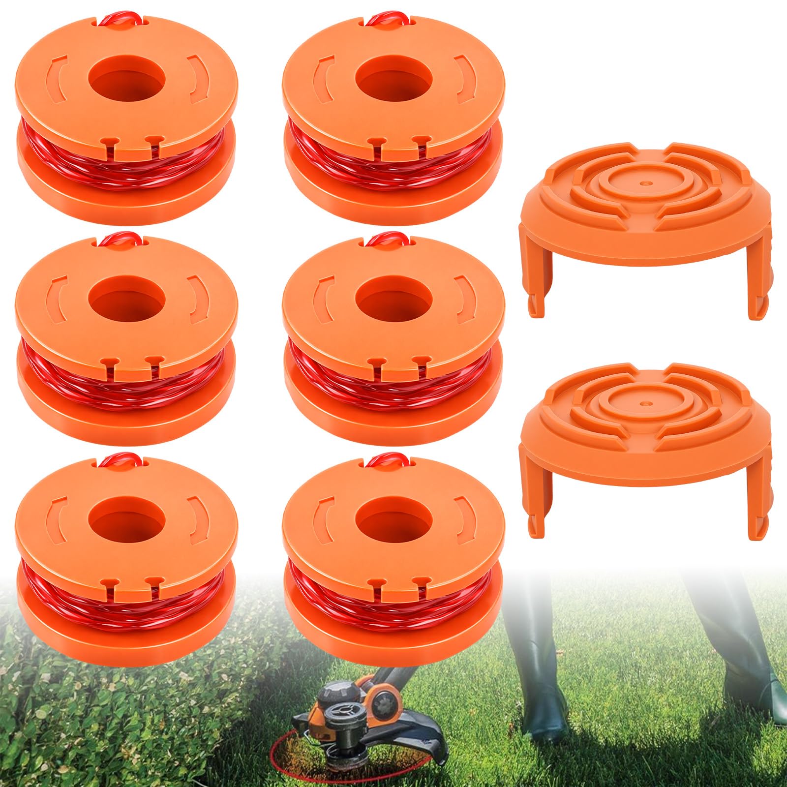 Poweka WA0004 Spool Line Compatible with Qualcast WORX Lawn Trimmers Replace CGT183A CGT18LA1 WG180 WG150 WG152 WG153 WG163 WA0010 Trimmer Spools