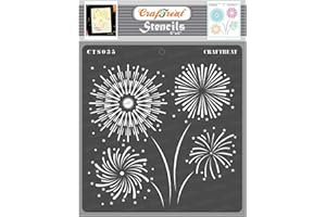 CrafTreat Stencils for Painting on Wood, Canvas, Paper, Fabric, Floor, Wall and Tile - Fireworks Stencil - 6x6 Inches - Reusable DIY Art and Craft Stencils for Home Decor - Firework Stencils Painting