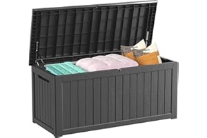 Decksplore 200 Gallon Outdoor Storage Box Waterproof Lockable Resin Deck Box Large, Patio Storage Bin for Pool Accessories Cushion Furniture, Garden Tools, UV-Resistant Outside Delivery Black