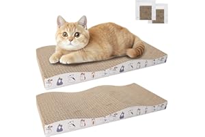 SANZHENG Cat Scratcher Cardboard 2 Pack with Catnip, Reversible Cat Scratch Pad for Indoor Cats, Corrugated Scratching Board,
