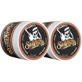 Suavecito Pomade Firme Clay for Men - Strong Hold, Low Shine Matte Finish - Professional Hair Styling Clay for Added Volume and Definition - 4 oz, 2 Pack