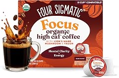 Four Sigmatic High Caffeine Mushroom Coffee K-Cups | Organic Dark Roast Coffee with Lion’s Mane & Chaga | Focus & Immune Supp