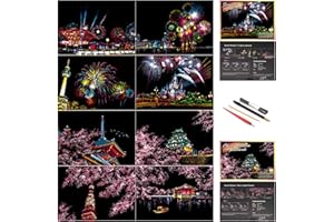 BOTEEN Scratch Rainbow Painting Art Postcards,Scratch & Sketch Art for Kids & Adults,Scratch Painting Creative Gift Engraving Art & Craft Set,Mini Envelope Postcard with 4 Tools,7.9''x5.5''（8 Pack）