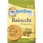 Mulino Bianco Biscotti Baiocchi al Pistacchio, Biscotti con Pistacchio e Pastafrolla Ideali per Colazione o Merenda, Senza Olio di Palma, 1 Sacchetto da 240g