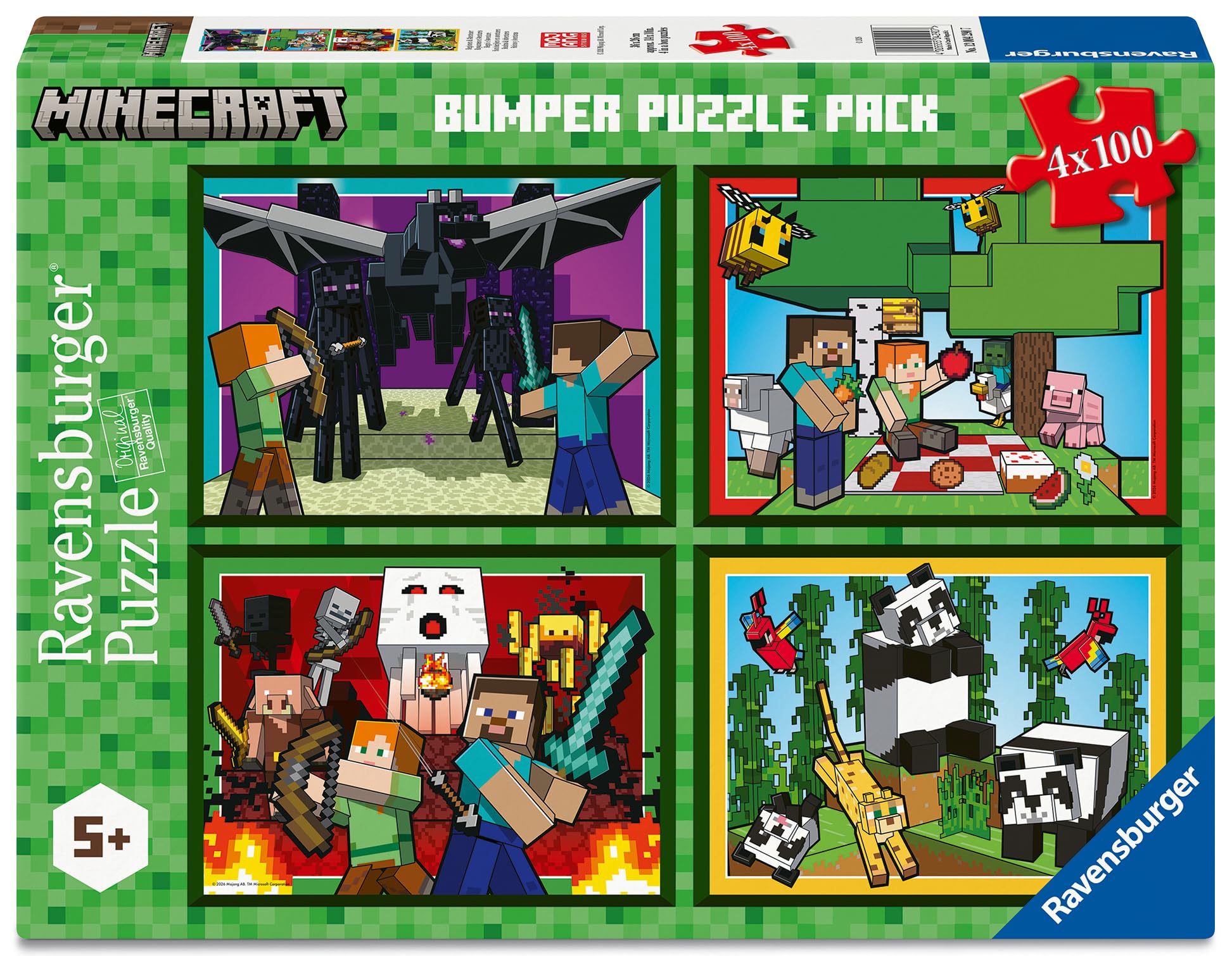Ravensburger Minecraft 4x100 Piece Bumper Puzzle Pack for Kids 5+