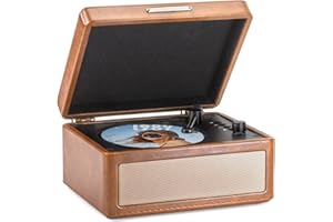 LOVIGA Retro Cute CD Player Bluetooth with HiFi Speakers, Rechargeable Desktop CD Player for Home with Remote Control, Vintage Leather Suitcase CD Player Support AUX/U Disk/TF/Headphone Jack