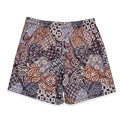 DIOTSR Mens Mesh Paisley Shorts, Casual Retro