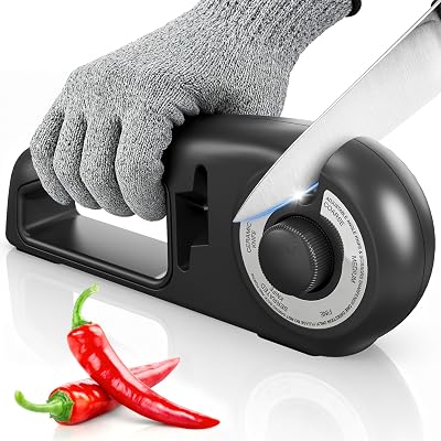 Aiguiseur Couteaux 7 en 1, Affuteur de Couteaux Professionnel Eguiseur de Couteau Knife Sharpener pour Couteaux à Découper,Couteaux Dentelés,Couteaux en Céramique et Ciseaux Cuisine (Noir)