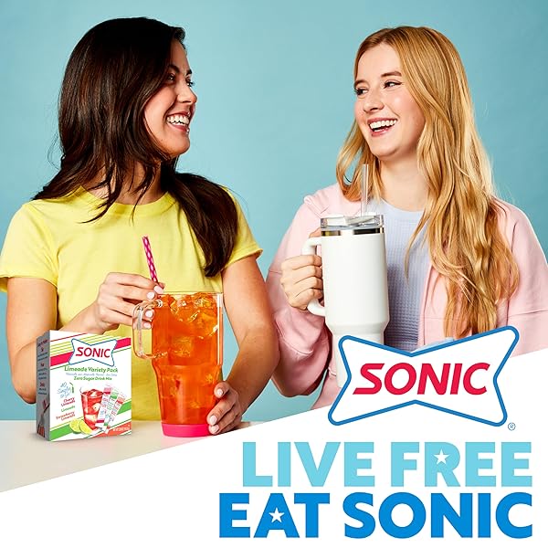 SONIC SINGLES TO GO LIMEADE VARIETY PACK, WATERTOK POWDERED DRINK MIX, INCLUDES 3 FLAVORS, LIMEADE, CHERRY LIMEADE, STRAWBERRY LIMEADE, 1 BOX (30 SERVINGS)