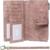 GOIACII Wallets for Women Large Capacity Credit Card Holder RFID Blocking Wristlet Long Purse with Zipper Pocket