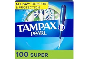 Tampax Pearl Tampons for Women, with LeakGuard Braid, Super Absorbency, Unscented, 100 Count (2 Packs of 50)
