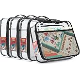 4 Pack Clear PVC Waterproof Toy Storage Bags with Name Tag Pockets - Zippered Organizer for 2x4 Building Blocks, Puzzles, Travel Toiletries, Room Organization (Black, Small)