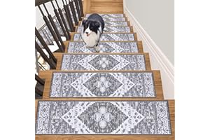 HEBE 8"x30" Stair Runner Self Adhesive Carpet Stair Treads for Wooden Steps Reusable Staircase Step Treads Indoor Outdoor Sta