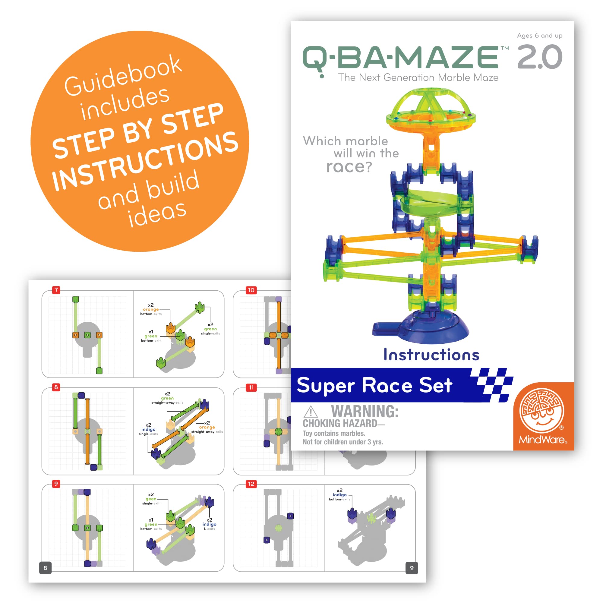 MindWare Q-BA-Maze Super Race Set - 68 Piece Set - Ages 6 & Up