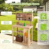 TANGZON Wooden Potting Table with Compartments & Shelves, 80x42x136cm view 2