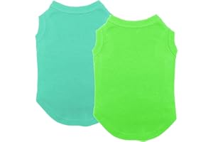 Dog Shirts Clothes, Chol&Vivi Dog Clothes T Shirt Vest Soft and Thin, 2pcs Blank Shirts Clothes Fit for Extra Small Medium Large Extra Large Size Dog Puppy, Large Size, Light Blue and Green