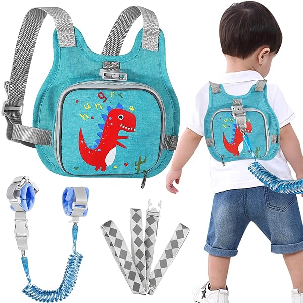 thumbnail image 2 of Cartoon Toddler Mini Backpack With Anti-Lost Harness, Cute Animal Backpack Safety Leash Storage Bag For Boys And Girls 2 of 9