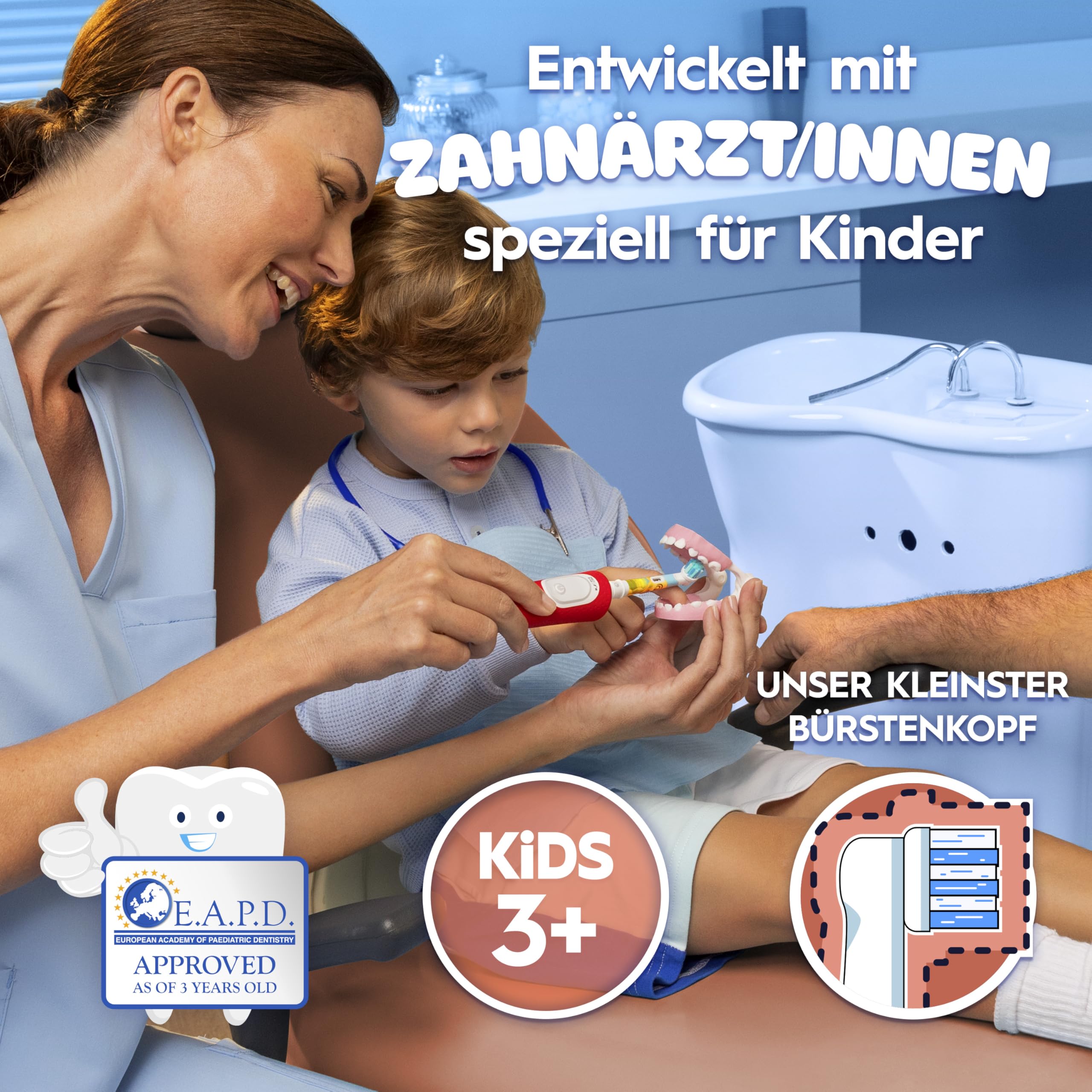Oral-B Pro Kids König der Löwen Elektrische Zahnbürste für Kinder — Electric Toothbrush ab 3 Jahren inkl. 1 Aufsteckbürste, Reise-Etui und 2 Putzmodi für Zahnpflege, Weiß/Rot 4