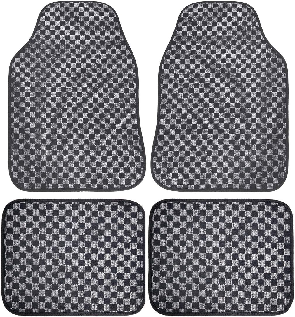 Carpet Car Floor Mats Full Set, All Weather Protection Floor Mats for Cars Trucks SUV, Heavy Duty Rubber Auto Floor Liners for Women, Black Gray New Pattern【4 Piece】