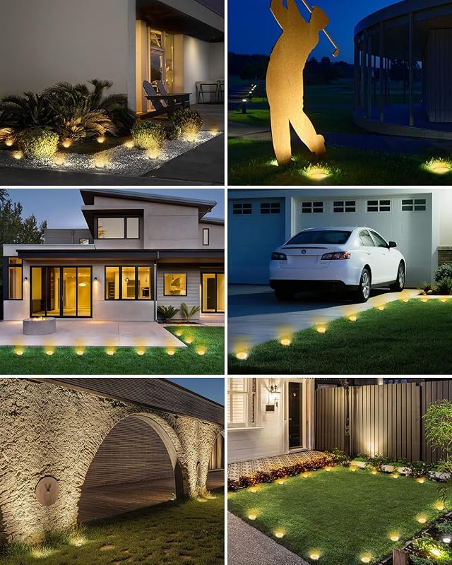 BTFARM 8 Packs Luzes LED Solares Piso de Jardim ao Ar Livre, 8 Lâmpada Solar LED Jardim ao Ar Livre, IP65 Lâmpadas de Piso Solar Impermeáveis Caminho, Gramado, Pátio, Terraço (Branco Quente)