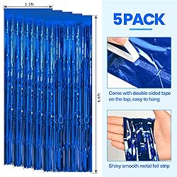 PABUES 5 Pack 3.3 x 6.6 FT Blue Foil Fringe