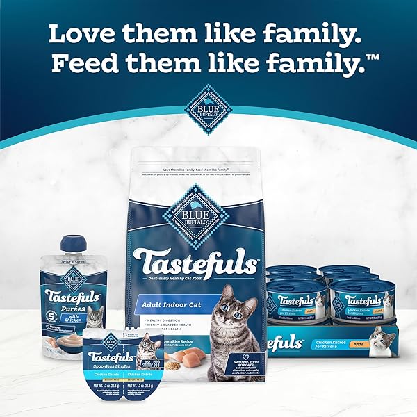 BLUE BUFFALO TASTEFULS FLAKED WET CAT FOOD VARIETY PACK, MADE WITH NATURAL INGREDIENTS, TUNA, CHICKEN, FISH & SHRIMP, 3-OZ CANS (12 COUNT, 4 OF EACH)